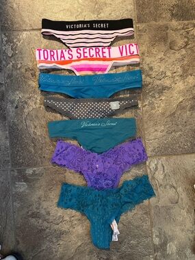 Victoria's Secret Mixed Bikini & Lace Thong Set - Pink, Teal, Gray, Purple